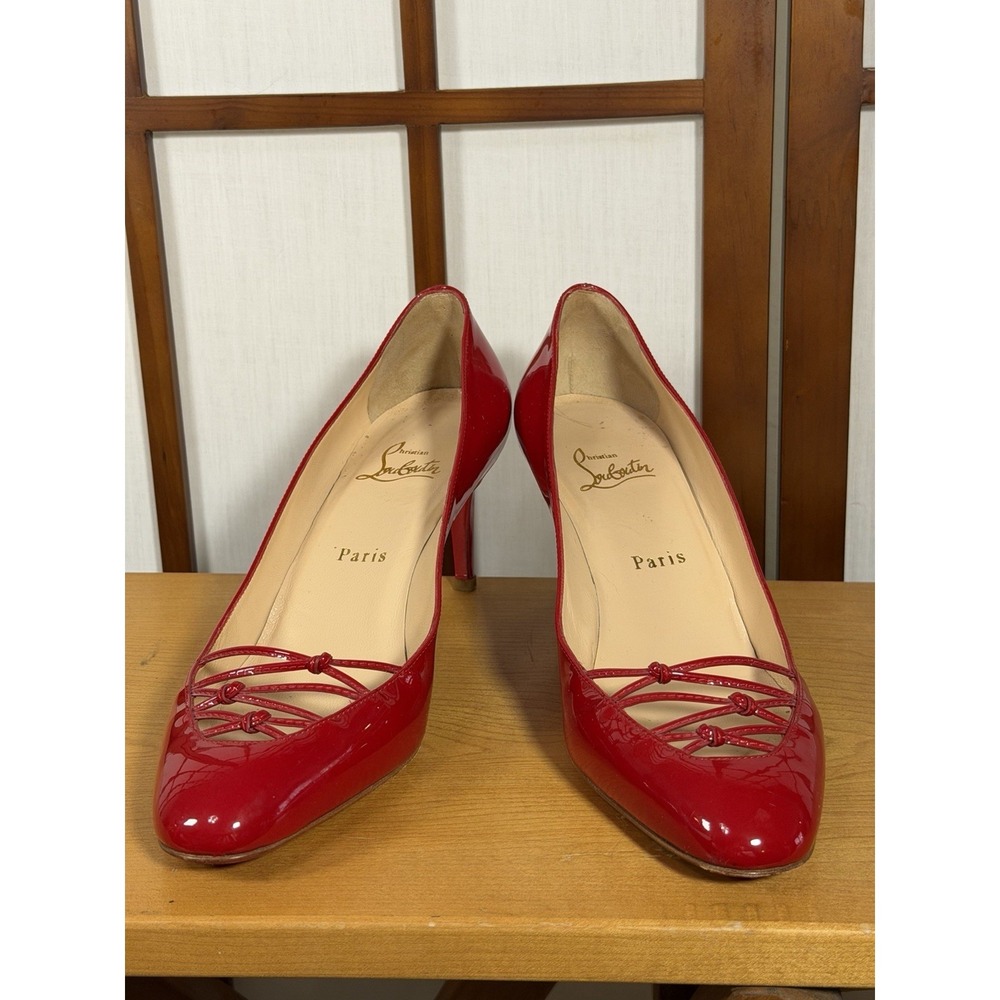 CHRISTIAN LOUBOUTIN RED PATENT LEATHER BASICO 70 PUMPS SIZE 39 Red Bottoms Cross